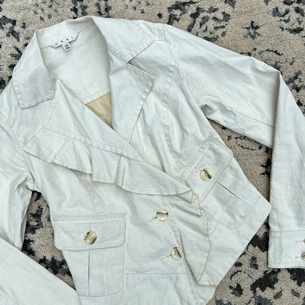 CAbi • 325 Linen Ruffle Up Jacket - Picture 2 of 9